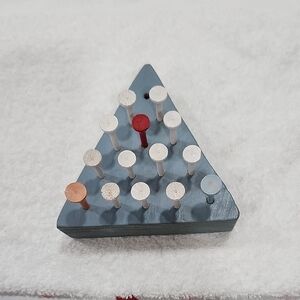 WOODEN TRIANGLE PEG SOLITAIRE GAME